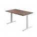 Jemini Sit/Stand Desk with Cable Ports 1200x800x630-1290mm Dark Walnut/White KF809753 KF809753