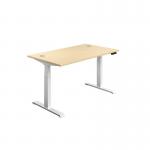 Jemini Sit/Stand Desk with Cable Ports 1200x800x630-1290mm Maple/White KF809777 KF809777