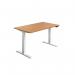 Jemini Sit/Stand Desk with Cable Ports 1200x800x630-1290mm Nova Oak/White KF809784 KF809784