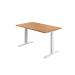 Jemini SitStand Desk with Cable Ports 1200x800x630-1290mm Nova OakWhite KF809784 KF809784