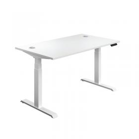 Jemini Sit/Stand Desk with Cable Ports 1200x800x630-1290mm White/White KF809791 KF809791