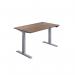 Jemini Sit/Stand Desk with Cable Ports 1400x800x630-1290mm Dark Walnut/Silver KF809814 KF809814