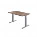 Jemini Sit/Stand Desk with Cable Ports 1400x800x630-1290mm Dark Walnut/Silver KF809814 KF809814