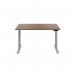 Jemini Sit/Stand Desk with Cable Ports 1400x800x630-1290mm Dark Walnut/Silver KF809814 KF809814