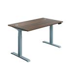 Jemini Sit/Stand Desk with Cable Ports 1400x800x630-1290mm Dark Walnut/Silver KF809814 KF809814