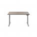 Jemini Sit/Stand Desk with Cable Ports 1400x800x630-1290mm Grey Oak/Silver KF809821 KF809821