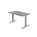 Jemini SitStand Desk with Cable Ports 1400x800x630-1290mm Grey OakSilver KF809821 KF809821