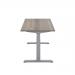 Jemini Sit/Stand Desk with Cable Ports 1400x800x630-1290mm Grey Oak/Silver KF809821 KF809821