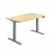 Jemini Sit/Stand Desk with Cable Ports 1400x800x630-1290mm Maple/Silver KF809838 KF809838