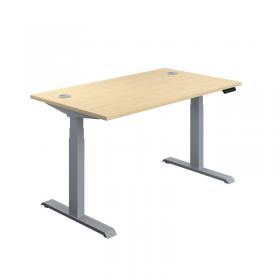 Jemini SitStand Desk with Cable Ports 1400x800x630-1290mm MapleSilver KF809838 KF809838