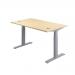 Jemini Sit/Stand Desk with Cable Ports 1400x800x630-1290mm Maple/Silver KF809838 KF809838