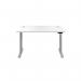 Jemini Sit/Stand Desk with Cable Ports 1400x800x630-1290mm White/Silver KF809852 KF809852