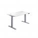 Jemini SitStand Desk with Cable Ports 1400x800x630-1290mm WhiteSilver KF809852 KF809852