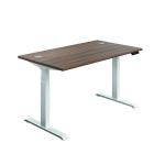 Jemini Sit/Stand Desk with Cable Ports 1400x800x630-1290mm Dark Walnut/White KF809876 KF809876