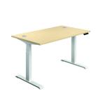 Jemini Sit/Stand Desk with Cable Ports 1400x800x630-1290mm Maple/White KF809890 KF809890