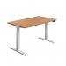 Jemini SitStand Desk with Cable Ports 1400x800x630-1290mm Nova OakWhite KF809906 KF809906