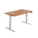 Jemini Sit/Stand Desk with Cable Ports 1400x800x630-1290mm Nova Oak/White KF809906