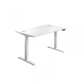 Jemini Sit/Stand Desk with Cable Ports 1400x800x630-1290mm White/White KF809913 KF809913