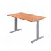 Jemini Sit/Stand Desk with Cable Ports 1600x800x630-1290mm Beech/Silver KF809920 KF809920