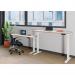 Jemini Sit/Stand Desk with Cable Ports 1600x800x630-1290mm Beech/Silver KF809920 KF809920