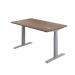 Jemini Sit/Stand Desk with Cable Ports 1600x800x630-1290mm Dark Walnut/Silver KF809937 KF809937