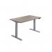 Jemini SitStand Desk with Cable Ports 1600x800x630-1290mm Grey OakSilver KF809944 KF809944