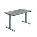Jemini Sit/Stand Desk with Cable Ports 1600x800x630-1290mm Grey Oak/Silver KF809944