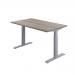 Jemini Sit/Stand Desk with Cable Ports 1600x800x630-1290mm Grey Oak/Silver KF809944 KF809944