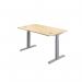 Jemini Sit/Stand Desk with Cable Ports 1600x800x630-1290mm Maple/Silver KF809951 KF809951