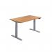 Jemini Sit/Stand Desk with Cable Ports 1600x800x630-1290mm Nova Oak/Silver KF809968 KF809968