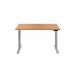 Jemini SitStand Desk with Cable Ports 1600x800x630-1290mm Nova OakSilver KF809968 KF809968