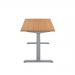 Jemini Sit/Stand Desk with Cable Ports 1600x800x630-1290mm Nova Oak/Silver KF809968 KF809968