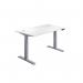 Jemini Sit/Stand Desk with Cable Ports 1600x800x630-1290mm White/Silver KF809975 KF809975