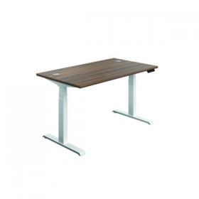 Jemini Sit/Stand Desk with Cable Ports 1600x800x630-1290mm Dark Walnut/White KF809999 KF809999