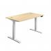 Jemini Sit/Stand Desk with Cable Ports 1600x800x630-1290mm Maple/White KF810018 KF810018