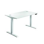 Jemini Sit/Stand Desk with Cable Ports 1600x800x630-1290mm White/White KF810032 KF810032