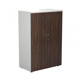 Jemini Wooden Cupboard 800x450x1200mm White/Dark Walnut KF810292 KF810292