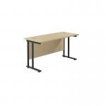 Jemini Rectangular Double Upright Cantilever Desk 1400x600x730mm Maple/Black KF810636 KF810636