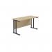 Jemini Rectangular Double Upright Cantilever Desk 1400x600x730mm Maple/Black KF810636 KF810636