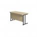 Jemini Rectangular Double Upright Cantilever Desk 1400x600x730mm Maple/Black KF810636 KF810636