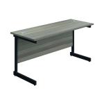 Jemini Rectangular Single Upright Cantilever Desk 1400x600x730mm Grey Oak/Black KF810650 KF810650
