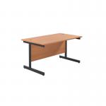 Jemini Rectangular Single Upright Cantilever Desk 1400x800x730mm Beech/Black KF810698 KF810698