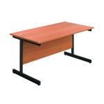Jemini Rectangular Single Upright Cantilever Desk 1400x800x730mm Beech/Black KF810698 KF810698