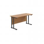 Jemini Rectangular Double Upright Cantilever Desk 1400x600x730mm Nova OakBlack KF810704 KF810704