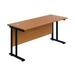 Jemini Rectangular Double Upright Cantilever Desk 1400x600x730mm Nova Oak/Black KF810704 KF810704