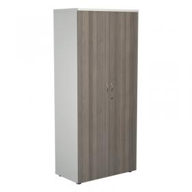 Jemini Wooden Cupboard 800x450x1800mm White/Grey Oak KF810728 KF810728