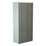Jemini Wooden Cupboard 800x450x1800mm White/Grey Oak KF810728 KF810728