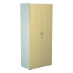 Jemini Wooden Cupboard 800x450x1800mm White/Maple KF810735 KF810735