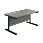 Jemini Rectangular Single Upright Cantilever Desk 1400x800x730mm Grey Oak/Black KF810759 KF810759