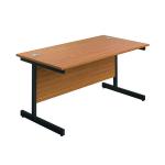 Jemini Rectangular Single Upright Cantilever Desk 1400x800x730mm Nova Oak/Black KF810773 KF810773